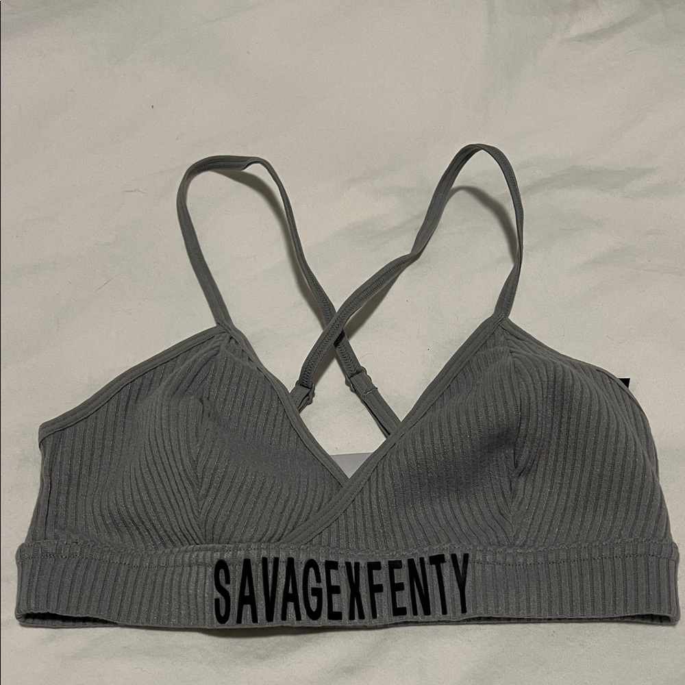 Savage X Fenty Charcoal Ribbed Bralette